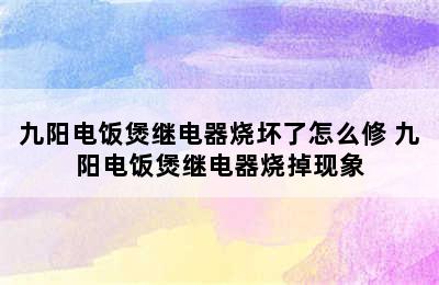 九阳电饭煲继电器烧坏了怎么修 九阳电饭煲继电器烧掉现象